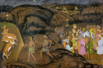 Mir Kalan Khan chassant des antilopes la nuit religieuse Islam Peinture à l'huile